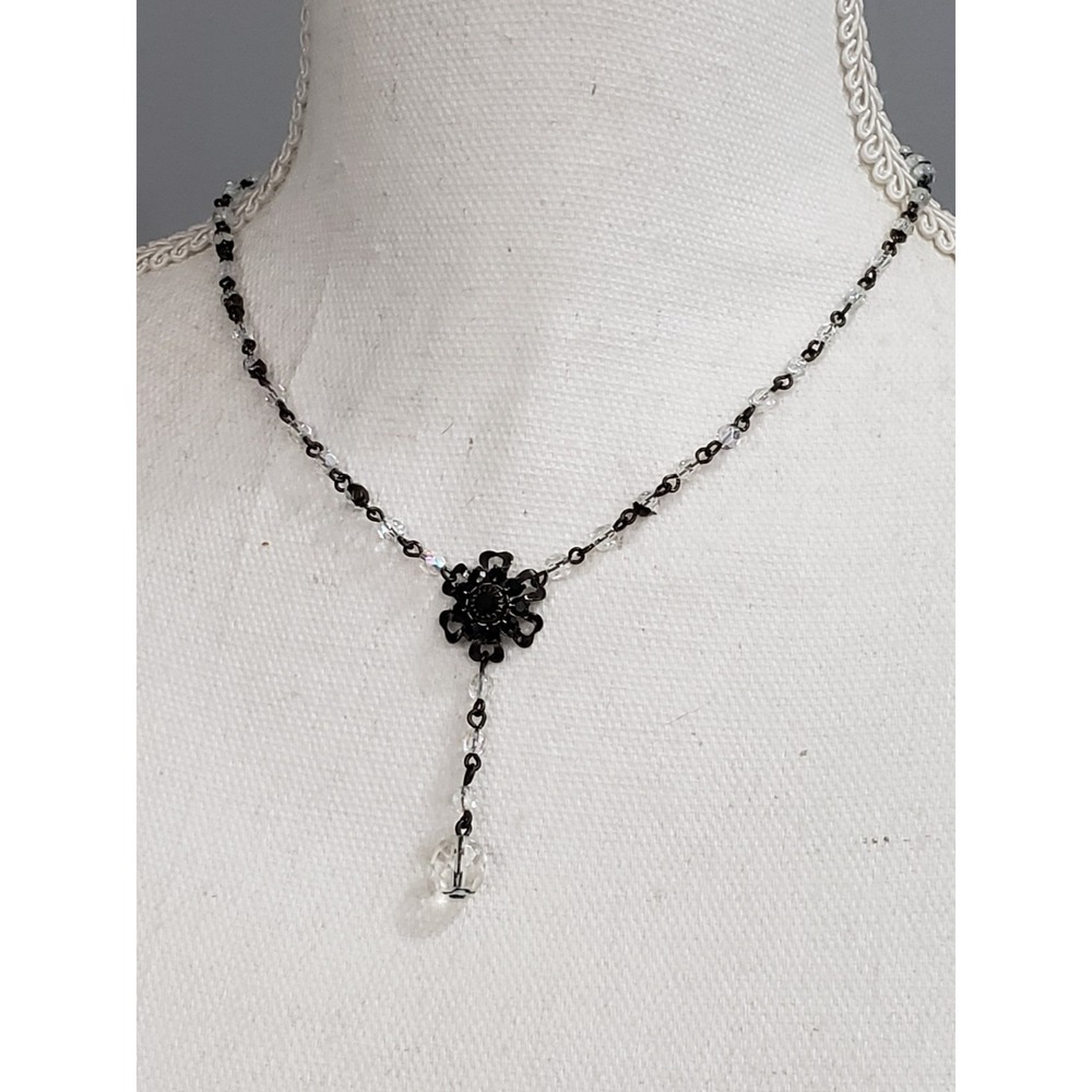 NEW Lauren G Adams dainty clear crystal floral necklace dainty gothic coquette
